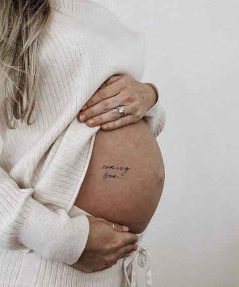 Mothers Day Pregnancy Announcement, Pregnancy Tattoo, Pregnancy Milestones, Belly Tattoo, Announcement Pregnancy, Foto Inspo, Growing Belly, Maternity Photo Ideas, Baby Announcements