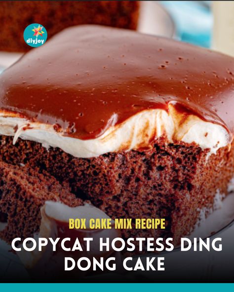 Looking for a quick and easy chocolate cake recipe? Try this ding dong cake that only uses a box of cake mix! 1234 Cake Recipe, 1234 Cake, Ding Dong Cake Recipe, Easy Chocolate Cake Recipe, Drake Cake, Ding Dong Cake, Bakery Style Cake, Boxed Cake Mixes Recipes, Craving Sweets