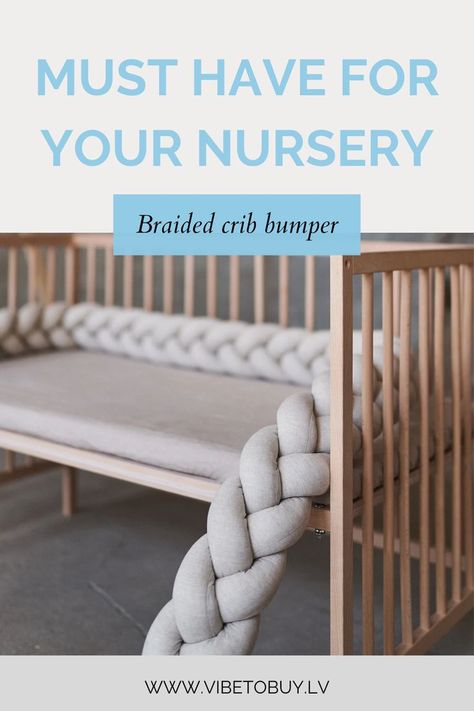 Braided Bumper, Braided Crib Bumper, Baby Bumper, Baby Cot, Crib Bumper, Organic Linens, Baby Skin, Baby Room Decor, Better Sleep