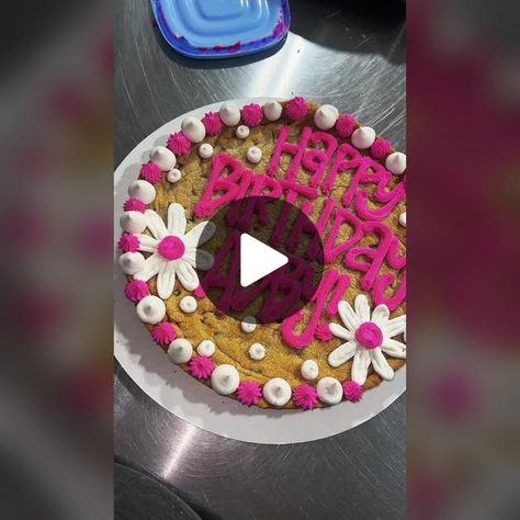 TikTok · shug’s Hayley Cakes And Cookies, Barbie Cookie Cake, Preppy Cookie Cake, Pink Cookie Cake, Birthday Cookie Cake Designs, Preppy Birthday Cake, Birthday Cookie Cake, Preppy Birthday, Preppy Party