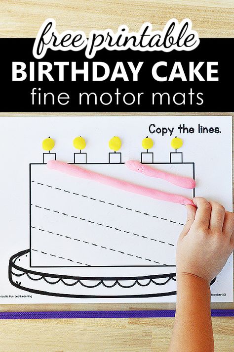 Birthday Fine Motor Mats - Fantastic Fun & Learning Birthday Fine Motor Activities, Play Dough Activities Kindergarten, Birthday Activities Preschool, Writing Center Preschool, Fine Motor Play, Preschool Birthday, Preschool Theme Activities, Pre Writing Practice, Play Dough Sets