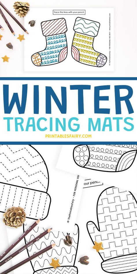 Looking for a fun indoors activity for kids that is also educational? Download these free printable Winter Tracing Sheets! Perfect to entertain your kids on a rainy day, and also for them to develop their fine motor skills #preschoolactivities #worksheets #winter January Fine Motor Activities, Preschool January Activities, Pre K Winter Activities, Fine Motor Winter Activities, January Occupational Therapy Activities, Winter Pre Writing Activities, Dressing For Winter Preschool Activities, December Fine Motor Activities, Winter Occupational Therapy Activities