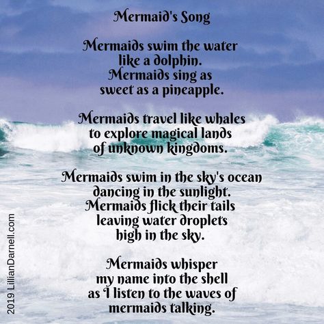 Mermaid’s Song by Lillian Darnell | Team TLC = Thomas, Lillian and Camilla Mermaid Poetry, Mermaid Poems, Mermaid Song, Mermaid Quotes, 60th Bday, Mermaid Stuff, Pretty Mermaids, Mermaid Photos, Mermaid Swimming