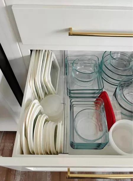 Glass Tupperware with white lids we love using! Comes in a set of 10 and I appreciate the range in sizes. We have two sets pictured here! #LTKhome #LTKstyletip #LTKunder100 Glass Tupperware, Pyrex Storage, Tupperware Organizing, Tupperware Storage, Kitchen Drawer, Kitchen Drawers, Drawer Pull, Tupperware, Pyrex