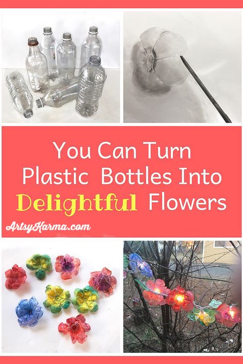 Plastic Bottle Crafts Flowers, Diy Recycle Plastic, Water Bottle Flowers, Recycle Water Bottles, Water Bottle Crafts, Reuse Plastic Bottles, Almond Bars, Plastic Bottle Flowers, Plastic Bottle Art