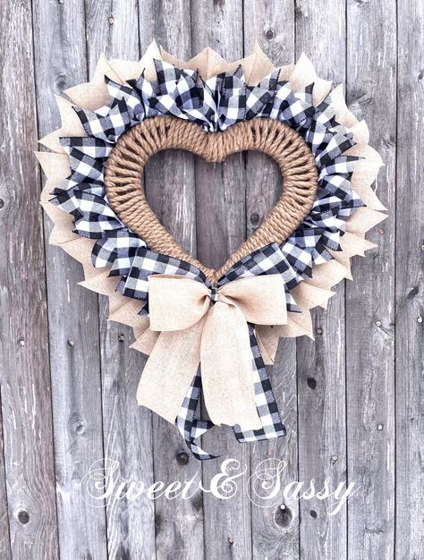 Ribbon and rope heart wreath #heartwreath #valentinesdaydecorations #valentinesday2020 #valentinesdaywreath Farmhouse Heart Wreath, Dollar Tree Heart Wreath Diy, Heart Wreath Ideas, Diy Heart Wreath, Heart Wreath Diy, Valentine Mesh Wreaths, Valentines Wreaths, Heart Wreaths, Heart Shaped Wreath