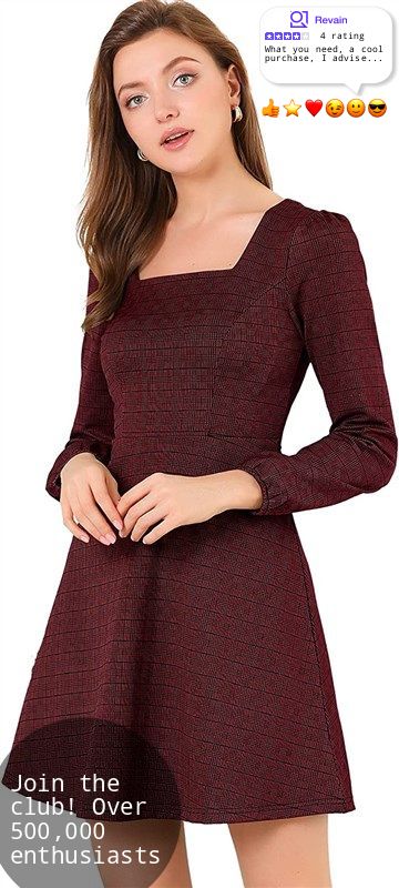 Allegra Womens Spring Elegant Sleeves Women's Clothing : Dresses | 3 User Reviews Long Sleeve Plaid Dress, Glitter Jacket, Vestidos Retro, Thanksgiving Dress, Square Neck Long Sleeve, Black Halloween Dress, Fall Vintage, Family Picture Outfits, Houndstooth Dress