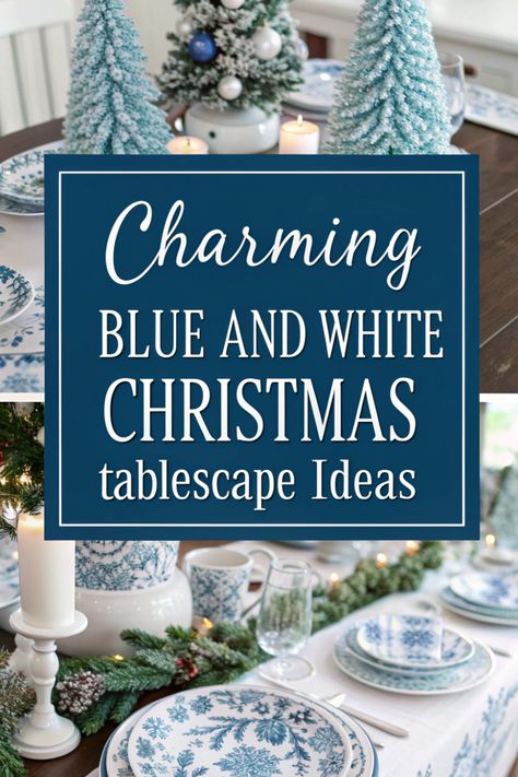 💙🤍 Refresh your holiday décor with a blue and white Christmas tablescape! 🎄 Combine crisp whites with cool blues for a serene atmosphere. 🌊 Incorporate elements like blue glassware, white linens, and silver accents. ✨ Add touches of snowflakes and nautical décor for a unique twist! 🎁 Blue And White Winter Tablescapes, White Tablescapes Dinner Parties, Blue And White Christmas Wedding, Blue White Tablescape, Snowflake Table Decor, Round Christmas Tablescapes, Coastal Christmas Tablescapes, Blue And White Tablescapes Wedding, Blue Christmas Centerpieces