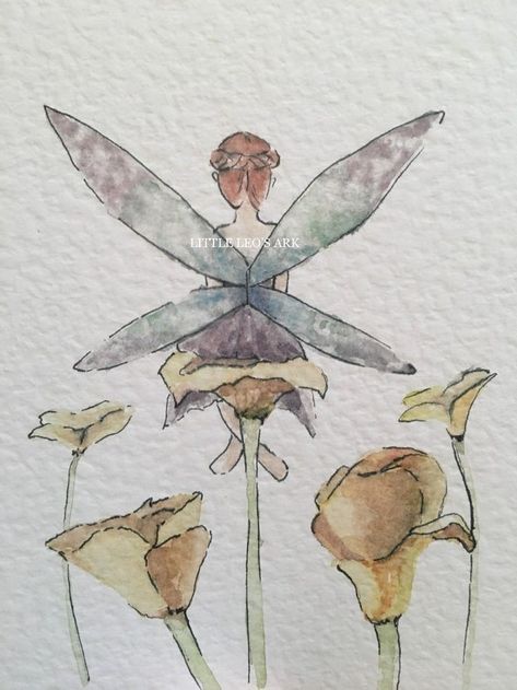 Watercolour Fairy, Fairy Prints, Fairy Sketch, Musk Mallow, Watercolour Nursery Art, Enchanted Woodland, Magical Woodland, Mallow Flower, Fairy Paintings