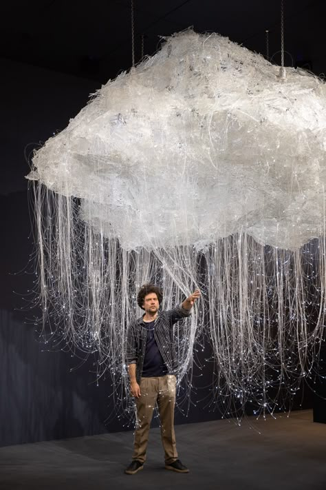 Cloud Art Installation, Universe Sculpture, Euroluce 2023, Cloud Installation, Anthropologie Window Display, String Installation, Installation Architecture, Pet Memorial Tattoo, Yabu Pushelberg