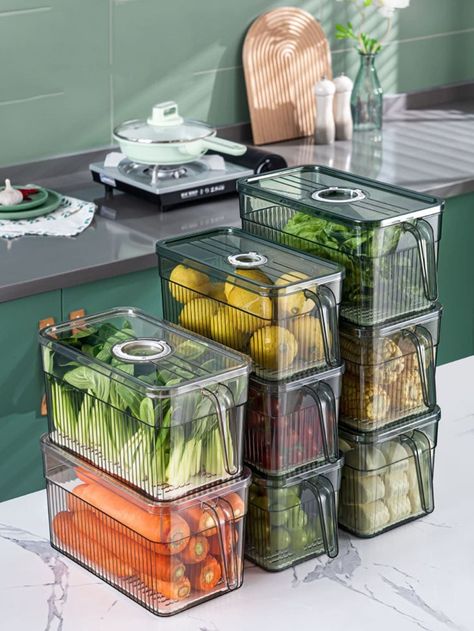 Fridge Organizers, Dark Green Vegetables, Organizers Storage, Kitchen Item, Kitchen Basket Storage, Kitchen Storage Boxes, Fruit And Vegetable Storage, Fridge Storage, Plastic Baskets