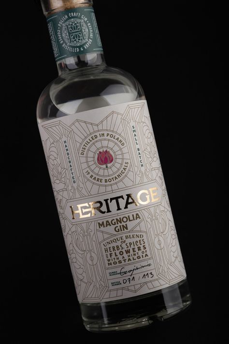 (51) Heritage Magnolia Gin – Packaging Of The World Gin Packaging, Whisky Packaging, Gin Brands, Wine Packaging, Packing Design, Bottle Packaging, Saint Pierre And Miquelon, The Passion, St Kitts