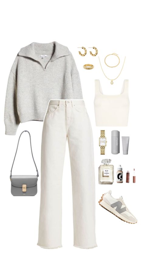 Spring outfit idea, fashion inspiration, motivation, grey sweater, white straight jeans, new balance shoes, grey handbag, accessories, golden jewells #ad #sponsored #affiliate Pullover - https://amzn.to/3JIK15z Jeans - https://amzn.to/3JCNCCd Top - https://amzn.to/4a3ULqg Shoes - https://amzn.to/49YmtV0 Bag - https://amzn.to/3UCgXmw Accessories - https://amzn.to/4aTZuM7 https://amzn.to/3WiA8mP https://amzn.to/3WiAb1Z https://amzn.to/3Wggt6U https://amzn.to/44fGB3Z https://amzn.to/4dgwks7