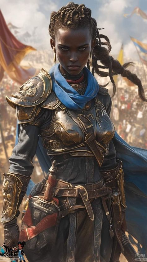 Egyptian Warrior, African Warrior, Afrofuturism Art, African Mythology, Buff Women, Female Character Concept, Female Knight, Christian Pictures, Knight Armor