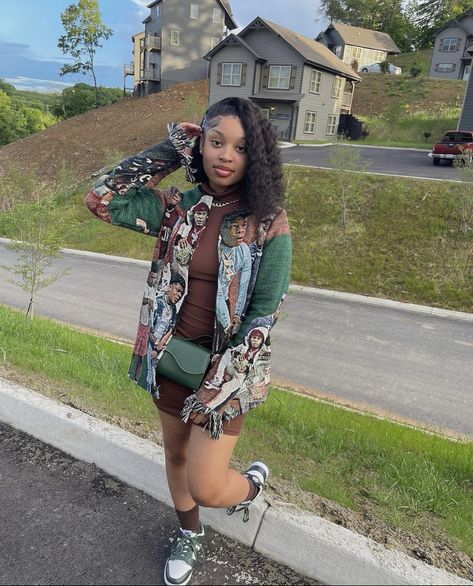 Tapestry Set Outfit, Tapestry Outfit Ideas, Tapestry Outfit Black Women, Fly Birthday Outfits Winter, Shein Outfits Plus Size, Tapestry Outfit, Shein Outfits Black Women, Memorial Outfits, Winter Birthday Outfit