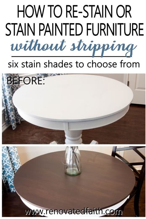 Paint Over Chalk Paint, Gel Stain Furniture, How To Paint Trim, Stain Over Paint, Stain Furniture, Stained Furniture, Painted Tables, Concrete Creations, Paint Trim