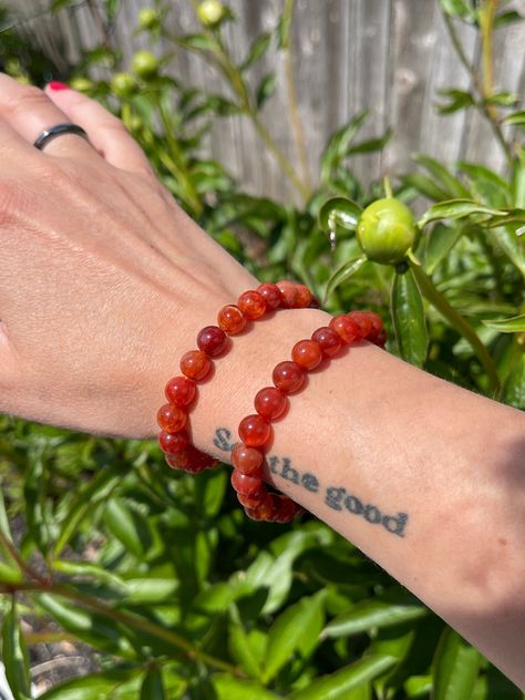 Carnelian Gemstone Bracelet, Stretchy Red Crystal Bracelet, Chakra Stone Jewelry, 8mm Round Beaded Bracelet Gift by TumbledShop on Etsy Confident Energy, Chakra Stones Jewelry, Sacral Chakra Stones, Carnelian Bracelet, Carnelian Crystal, Vibrant Energy, Sacral Chakra, Shop Icon, Stone Crystal