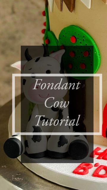 Fondant Cow Topper Tutorial, Fondant Cow, Fondant Tools, Cake Artist, Fondant Animals, Edible Glue, Fondant Cake Toppers, Black Patch, Piping Tips