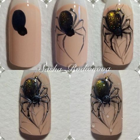 Photo Nails Art Halloween, Spider Nail, Holloween Nails, Unghie Nail Art, Halloween Acrylic Nails, Manicure Nail Designs, Nail Designs Tutorial, Gothic Nails, Ideas Nails