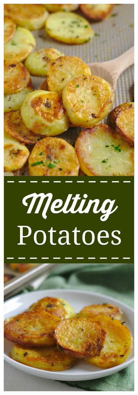 Melting Potatoes - An incredible side dish packed with flavor that will melt in your mouth! Yukon gold potatoes sliced and baked in a blend of seasonings, butter, and broth. Tender on the inside, crispy on the outside. Melting Potato Recipe | Potato Recipe | Side Dish Recipe #potato #easyrecipe #recipe #sidedish #melting #potatoes Melting Potatoes Recipe, Melting Potatoes, Recipes Potato, Gold Potatoes, Potato Recipes Side Dishes, Yukon Gold, Potato Sides, Yukon Gold Potatoes, Potato Side Dishes