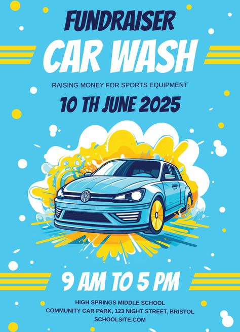 Car Wash Fundraiser Posters, Car Wash Fundraiser, Car Wash Posters, Church Template, Christmas Party Invitations Free, Fun Fundraisers, Fundraiser Flyer, Flyer Free, Concert Flyer