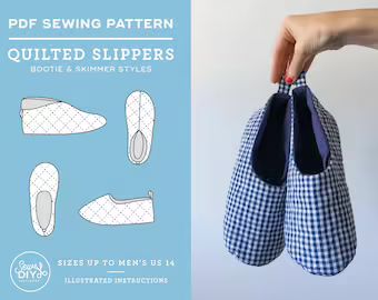 SewDIY | Etsy New Zealand Quilted Slippers, Sewing Slippers, Pre Quilted Fabric, Diy Slippers, Sewing Pattern Shop, Embroidery Template, Slippers Pattern, Kids Slippers, Diy Quilt