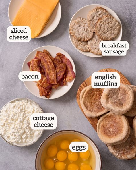 These Meal Prep Breakfast Sandwiches are the perfect thing to make on a Sunday and enjoy all week long. Bacon or sausage, egg and cheese on an English muffin makes the best easy breakfast. Meal Prep Sausage Egg Muffins, Freezer Croissant Breakfast Sandwiches, Meal Prep Frozen Breakfast Sandwiches, Meal Prep Mcmuffins, Prep Egg Sandwiches, Bagel Sandwich Meal Prep, Egg Sandwich Prep, Meal Prep Egg Sandwich English Muffins, Breakfast Sandwich High Protein