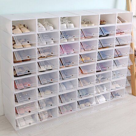 Stacking Storage Boxes, Shoe Box Organizer, Flip Shoes, Shoe Box Storage, Shoe Containers, Sneaker Displays, Plastic Shoe Boxes, Foldable Shoes, Clear Shoes