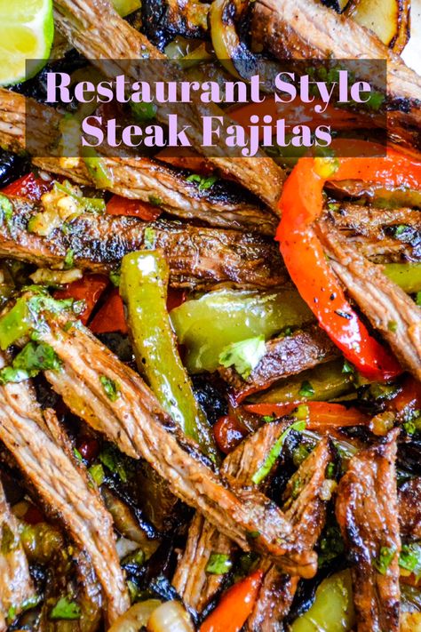 Restaurant Style Steak, Charred Peppers, Beef Fajita Recipe, Homemade Fajitas, Steak Fajita Recipe, Beef Fajitas, Easy Steak, Fajita Recipe, Steak Fajitas