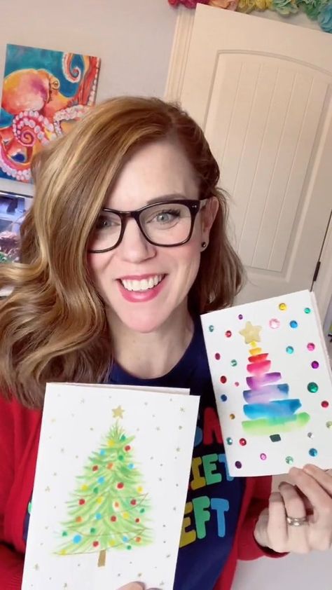 Get more from Andrea Nelson on Patreon One Day Art Projects, Paint A Christmas Tree, Different Ways To Paint, Andrea Nelson Art, Andrea Nelson, Easy Christmas Drawings, Meaningful Activities, Diy Christmas Paintings, Art Notebook