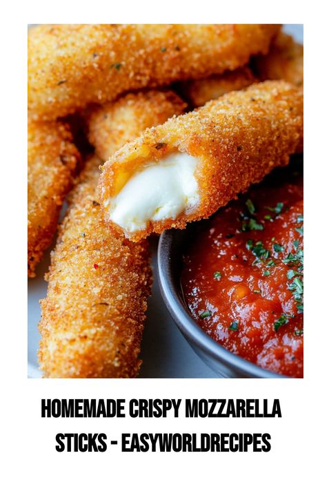 Homemade Mozzarella Sticks are a delicious appetizer or snack that everyone loves. This mozzarella sticks recipe is sure to satisfy. Homemade Mozzarella Cheese Sticks, Motzerella Sticks Easy Recipes, Mozarella Sticks Recipes, Mozzerella Stick Recipe, Motzerrela Sticks, Baked Mozzarella Sticks, Homemade Mozzarella Cheese, Homemade Mozzarella Sticks, Italian Side Dishes