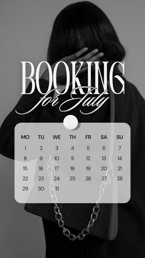 Calendar Instagram Story, Booking Calendar, Portfolio Samples, Marketing Studio, Font Combos, Create Your Story, Black And White Minimalist, Professional Fonts, Story Setting