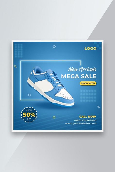 New Arrival Mega Sale Shoe Social Media Post Banner Template for Facebook & Instagram#pikbest#templates Shoe Social Media Post, Instagram Shoes, Social Media Advertising Design, Facebook Banner, Instagram Image, Social Media Branding, Psd Free Download, Post Design, Banner Template