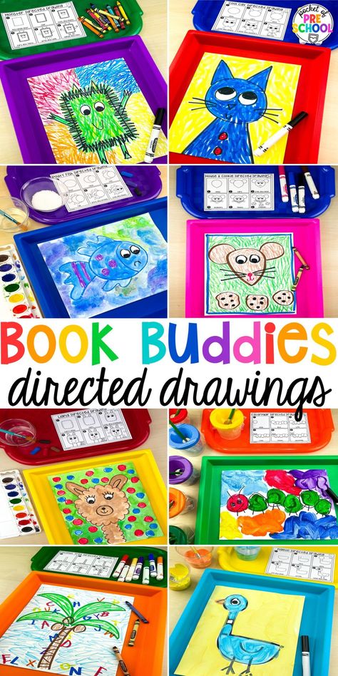 September Directed Drawing Kindergarten, Pre K Book Activities, Make Your Own Book Preschool, Books Theme Preschool, Prek Books With Activities, Pre K Books With Activities, Kindergarten Art Center Ideas, Preschool Art Curriculum, Kindergarten Buddy Activities