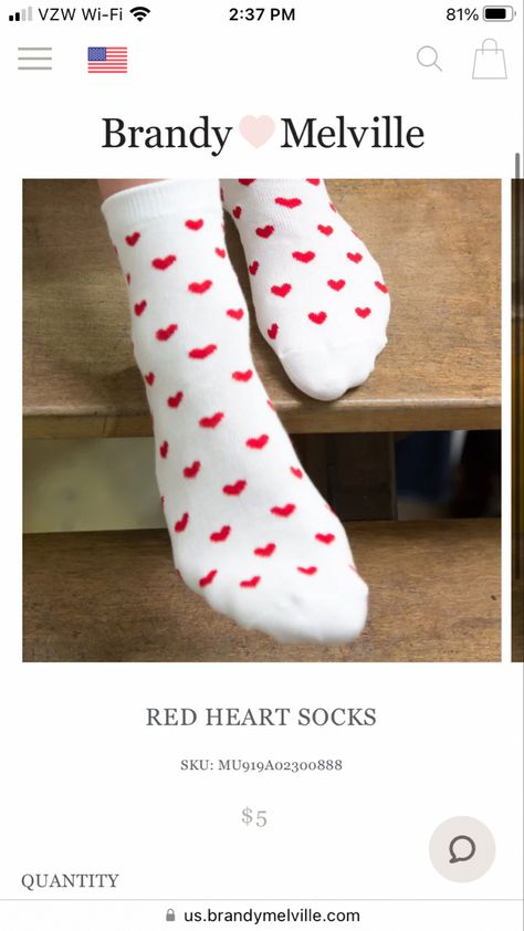 Red Heart Socks, Heart Socks, Red Heart, Brandy Melville, Brandy, Socks, Red