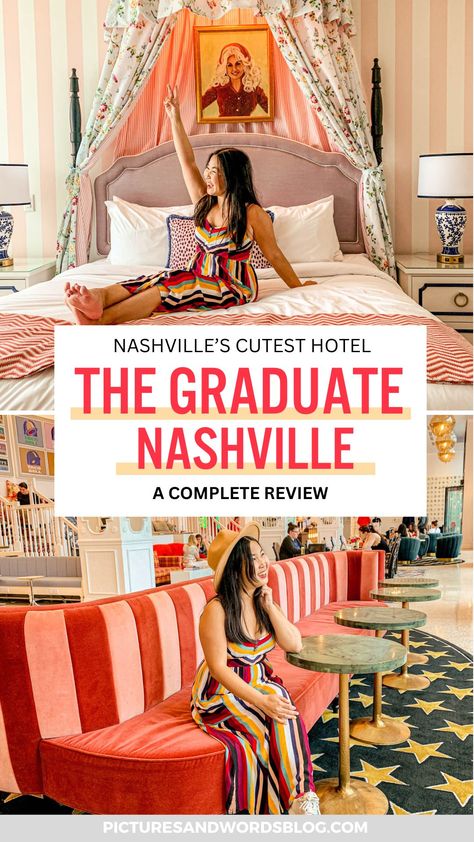 If you're looking for one of the best Nashville hotels, you can't do much better than the Graduate Nashville hotel. Staying at the Graduate Hotel Nashville is truly an experience! It's one of the best Nashville Instagram spots, with plenty of cute pink decor. Definitely check out this property when deciding where to stay in Nashville! Where To Stay In Nashville, Graduate Nashville, Best Nashville Hotels, The Graduate Hotel, Places In Nashville, Graduate Hotel, Nashville Hotels, Usa Bucket List, Hotel Inspiration