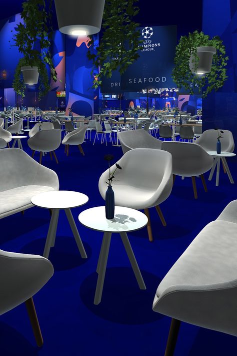 #sport #event #UEFA #VIP #hospitality #design #render #concept #Madrid #village #garden #DJ #club #restaurant #lounge #bar Vip Lounge Design, Vip Club Lounge, Vip Festival Area, Concert Vip Area, Event Vip Lounge, Nightclub Booth Seating, Airport Vip Lounge, Dj Club, Village Garden