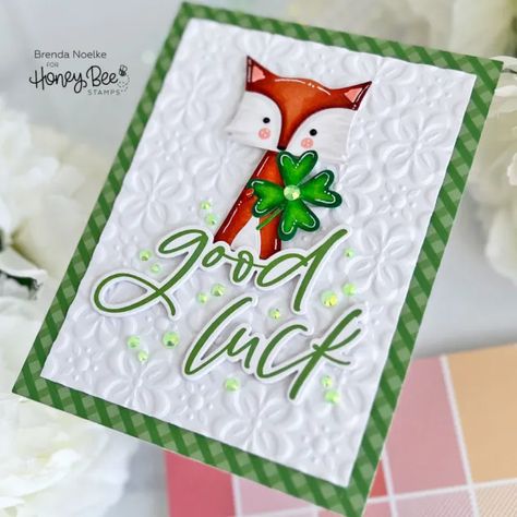 Good Luck – Honey Bee Stamps – Heart Hugs Fox – My PaperCut Creations Heart Hugs, Bee Creative, Good Luck Cards, Honey Bee Stamps, Bee Cards, White Gel Pen, Paper Craft Supplies, Copic Coloring, Great Week