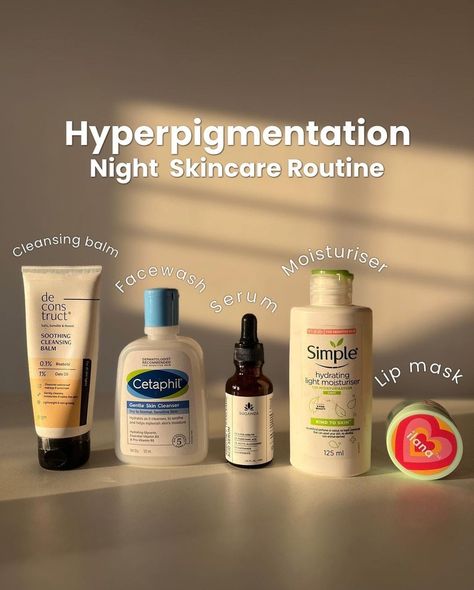 Affordable Skin Care Products In India, Skincare Products For Hyperpigmentation, Products For Hyperpigmentation, Skin Care Hyperpigmentation, Night Skin Care, Night Skincare Routine, Night Skincare, Skin Care Basics, Oily Skin Care Routine