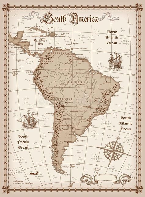 Baltic Symbols Lithuania Tattoo, America Map Illustration, America Map Art, Latin America Map, Peru Map, Maps Aesthetic, Fantasy Map Making, South America Map, Map Tattoos