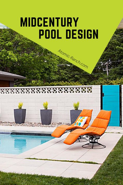 Mid Century Modern Pool Area, Mid Century Modern Pool Design, Modern Pool Backyard, Mid Century Pool Area, Mid Century Pool Tile, Mid Century Modern Pool Cabana, Mid Century Modern Swimming Pools, Modern Pool Deck, Modern Rectangle Pool With Tanning Ledge