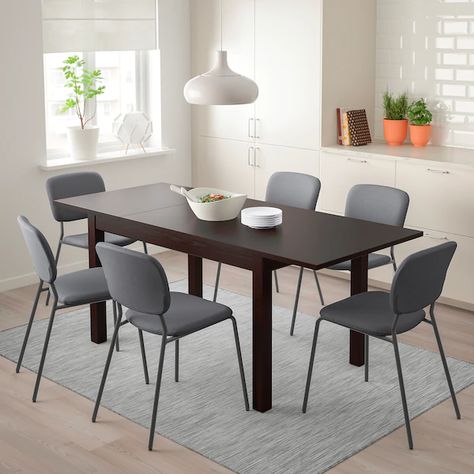 LANEBERG Extendable table - brown - IKEA 4 Seater Dining Table, Ikea Table, Seat Foam, Table Extensible, Under The Table, Walnut Veneer, Extendable Dining Table, Particle Board, Room Table