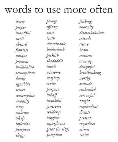 Emily A. Clark: The Saturday 6 Words To Use More Often, Words To Use More, Words To Use, Writing Words, Wonderful Words, Writing Help, English Vocabulary, Writing Skills, Writing Inspiration