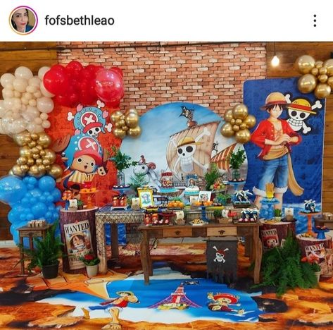 One Piece Balloon Decoration, One Piece Anime Party Decorations, Luffy Birthday Theme, One Piece Bday Theme, Luffy Birthday Party, One Piece Anime Party, One Piece Themed Birthday Party, One Piece Party Theme, One Piece Anime Birthday