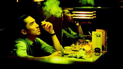 man smoking, yellow neon lighting, 2046 movie History Of Hong Kong, Chungking Express, Light Movie, Hong Kong Cinema, Maggie Cheung, Takuya Kimura, Science Fiction Movies, Film School, Jackie Chan