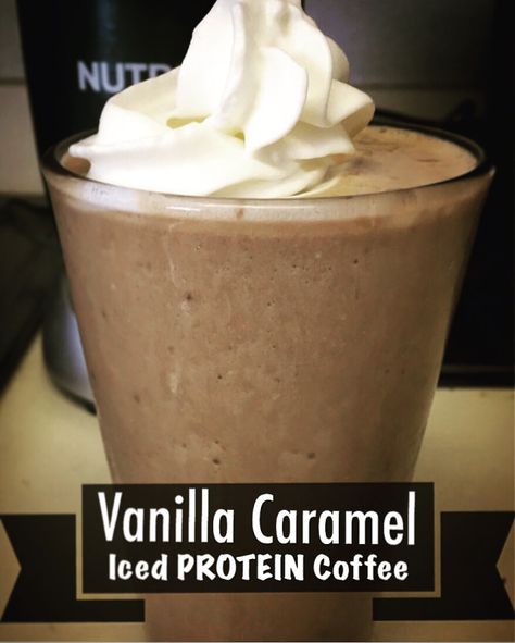 LOW-Calorie HIGH-Protein Vanilla Caramel Iced Coffee! | Skinny Fat Girl Iced Protein Coffee, Caramel Iced Coffee, Iced Coffee Protein Shake, Coffee Protein Shake, Protein Smoothies, Protein Shake Smoothie, Healthy Protein Snacks, Protein Coffee, Vanilla Caramel