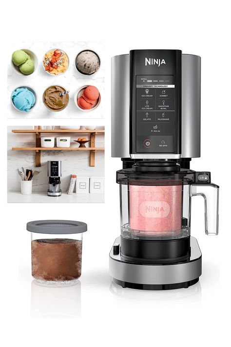 Ninja NC301 CREAMi Ice Cream Maker for Gelato, Mix-ins, Milkshakes, Sorbet, Smoothie Bowls & More, 7 One-Touch Programs, with (2) Pint Containers & Lids, Compact Size, Perfect for Kids. Transform everyday ingredients into ice cream, gelato, smoothie bowls, milkshakes, and more. Compact in size for seamless storage and fitting on your countertop. Easy-to-use functionality. Electric Ice Cream Maker, Ice Cream Makers, Ninja Creami, Milk Shakes, Smoothie Bowls, Ice Cream Machine, Ice Cream Maker, Milkshakes, Frozen Treats