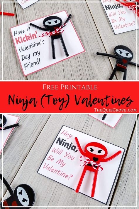 Team these free printable Ninja Valentine cards with those fun bendable Ninja's available over at Oriental Trading Company for great non-candy Valentines.   #NinjaValentine #PrintableValentine #noncandyValentine Ninja Valentine, Candy Valentines, Fun Valentines Day Ideas, Valentine Notes, Valentine's Day Printables, Valentines Printables Free, Easter Birthday, Party Printables Free, Free Digital Scrapbooking