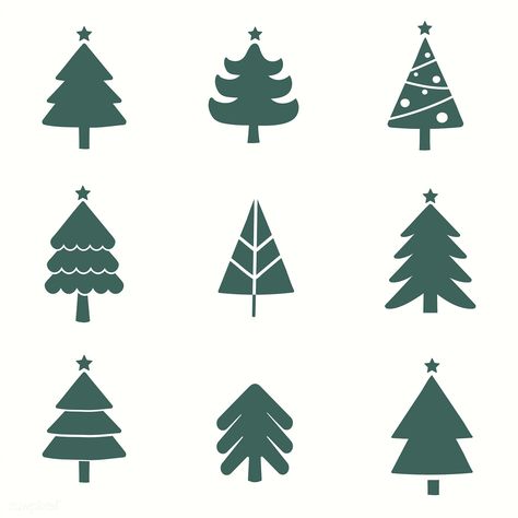 Set of Christmas tree design elements vector | free image by rawpixel.com Christmas Tree Plant, Realistic Christmas Trees, Christmas Tree And Fireplace, Cartoon Christmas Tree, Merry Christmas Background, Christmas Landscape, Doodle Design, Christmas Tree Branches, Christmas Alphabet