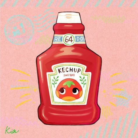 Acnh Ketchup, Animal Crossing Funny, Animal Crossing Fan Art, Animal Crossing Characters, Animal Crossing Villagers, Cute Food Drawings, Animal Crossing Pocket Camp, Animal Jam, Animal Crossing Game